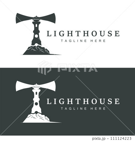 Lighthouse logo vector beacon tower ship signal simple beach port design template Lighthouse logo vector beacon tower ship signal simple beach port design template 111124223
