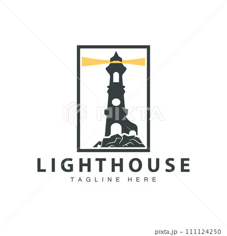 Lighthouse logo vector beacon tower ship signal simple beach port design template 111124250