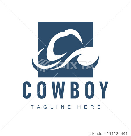 Cowboy hat logo vector hat illustration line texas rodeo cowboy template design 111124491