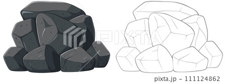 Monochrome Boulders Vector Illustration 111124862