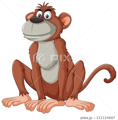 Cheerful Cartoon Monkey Sitting Cheerful Cartoon Monkey Sitting 111124887