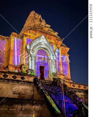 Loy Kratong 2022 Wat Chedi Luang Light Projection Show, in Chiang Mai, Thailand Loy Kratong 2022 Wat Chedi Luang Light Projection Show, in Chiang Mai, Thailand 111125458
