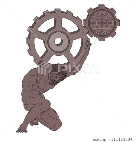 Vector of Atlas holding gears Vector of Atlas holding gears 111125534
