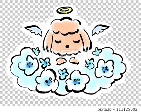 天国にいるペットのイラスト 111125602