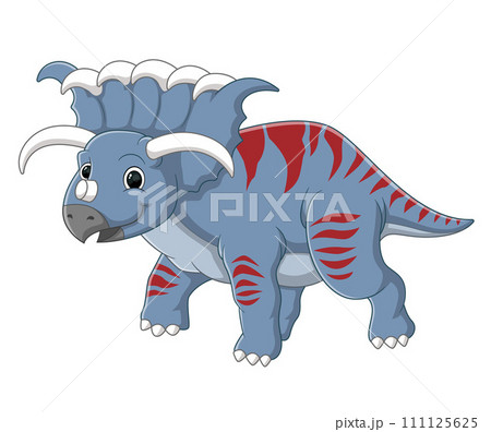 Cartoon kosmoceratops dinosaur on white background of illustration 111125625
