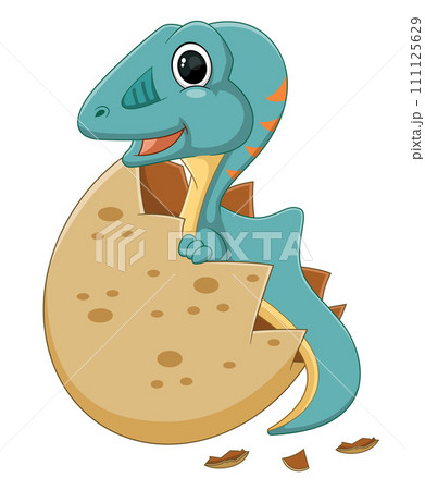 Cartoon baby concavenator dinosaur hatching from egg of illustration Cartoon baby concavenator dinosaur hatching from egg of illustration 111125629
