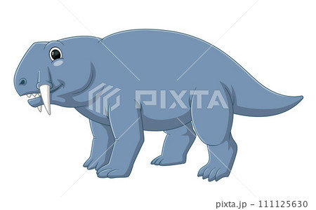 Cartoon tiarajudens dinosaur on white...のイラスト素材 [111125630] - PIXTA