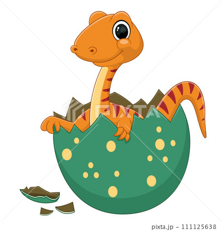 Cartoon baby euskelosaurus dinosaur hatching from egg of illustration Cartoon baby euskelosaurus dinosaur hatching from egg of illustration 111125638