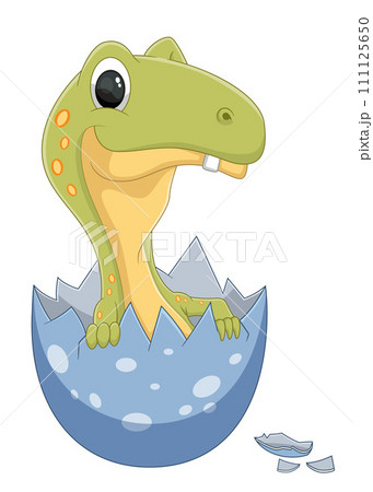 Cartoon baby arctognathus dinosaur hatching from egg of illustration Cartoon baby arctognathus dinosaur hatching from egg of illustration 111125650