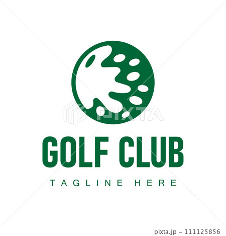Golf club logo design and outdoor sport vector golf stick and ball template illustration 111125856