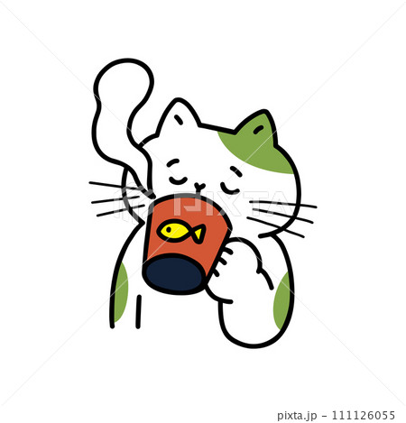 眼を閉じて飲み物を飲む猫 眼を閉じて飲み物を飲む猫 111126055