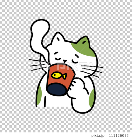 眼を閉じて飲み物を飲む猫 眼を閉じて飲み物を飲む猫 111126055