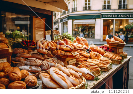 AI-generated content. bakeries at the street of france ai generated art  111126212