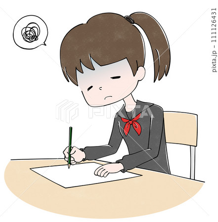 体調不良　試験を受ける女子学生 111126431