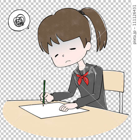 体調不良　試験を受ける女子学生 111126431