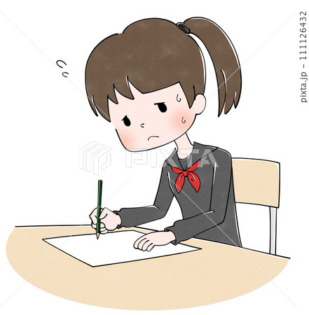 熱　試験を受ける女子学生 111126432