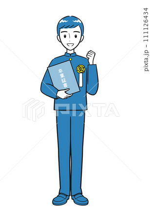 卒業証書を持つ男子中学生（シンプル） 111126434