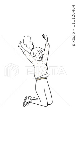 嬉しくて高くジャンプする若い女の子 嬉しくて高くジャンプする若い女の子 111126464