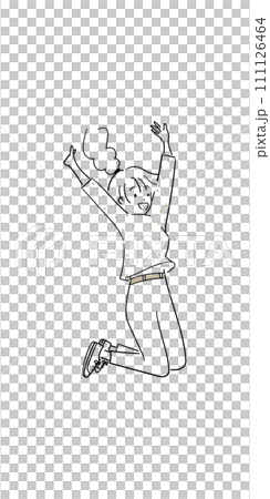 嬉しくて高くジャンプする若い女の子 嬉しくて高くジャンプする若い女の子 111126464