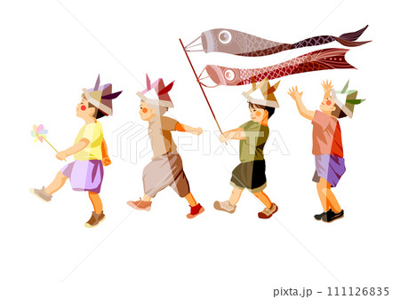 子供の日をお祝いする男の子たち 子供の日をお祝いする男の子たち 111126835