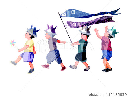 子供の日をお祝いする男の子たち 子供の日をお祝いする男の子たち 111126839