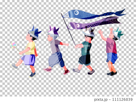 子供の日をお祝いする男の子たち 子供の日をお祝いする男の子たち 111126839