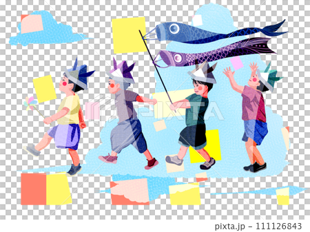 子供の日をお祝いする男の子たち 111126843