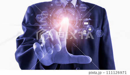 Stock market or forex trading graph and candlestick chart suitable for financial investment concept. Economy trends background for business idea and all art work design. Abstract finance background.. 111126971