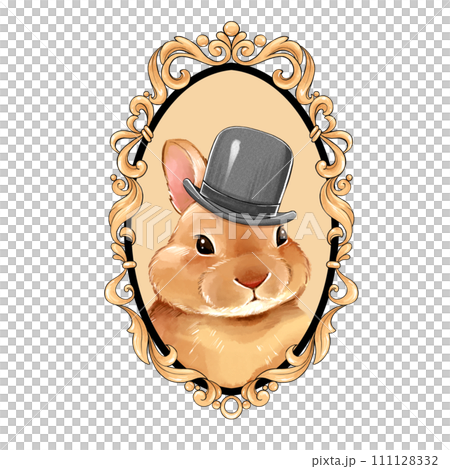 Rabbit in the frame. Cute bunny illustration Rabbit in the frame. Cute bunny illustration 111128332