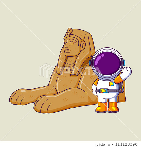 A Astronaut posing near Sphinx Pyramid of Egypt of illustration A Astronaut posing near Sphinx Pyramid of Egypt of illustration 111128390