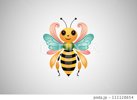 Honey bee illustration. Bee logo design vector template Honey bee illustration. Bee logo design vector template 111128654