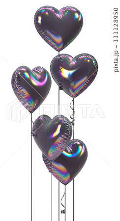 Holographic Balloon Hearts Bunch 111128950