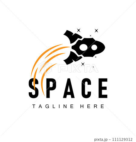 Rocket logo simple design silhouette brand space vehicle minimalist illustration template 111129312