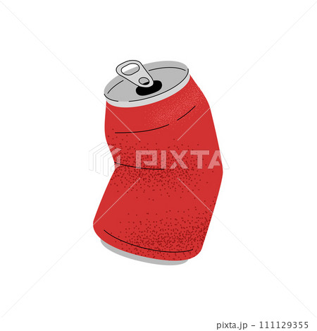 Red Crumpled Aluminum Can Red Crumpled Aluminum Can 111129355
