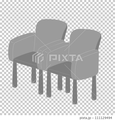 Illustration of two simple chairs viewed from an angle Illustration of two simple chairs viewed from an angle 111129494