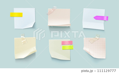 Set of paper notes isolated on background 111129777