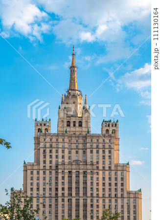 The view on the residential Stalinist high-rise building on Kudrinskaya Square. It is the one of seven Stalinist skyscrapers built in 1947-1954. The view on the residential Stalinist high-rise building on Kudrinskaya Square. It is the one of seven Stalinist skyscrapers built in 1947-1954. 111130164