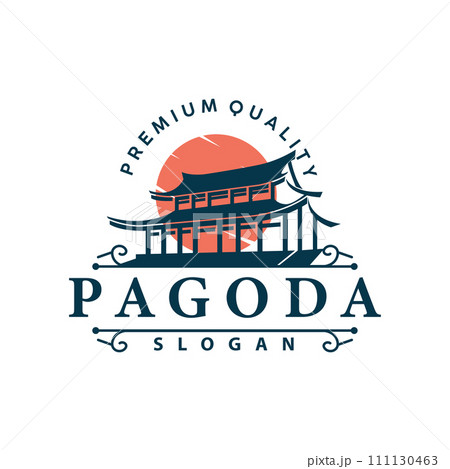 Buddhist culture building pagoda logo vector vintage design simple minimalist illustration Buddhist culture building pagoda logo vector vintage design simple minimalist illustration 111130463