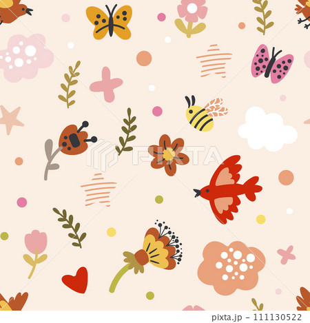 Abstract seamless pattern cutes spring elements 111130522