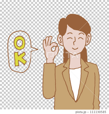 スーツ姿の女性の上半身ポーズ6　 111130585