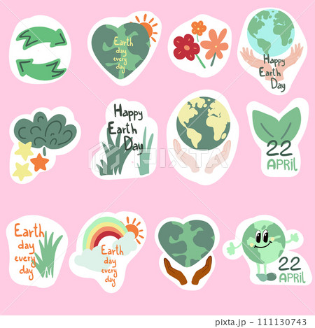 Earht day set flat design stickers Earht day set flat design stickers 111130743