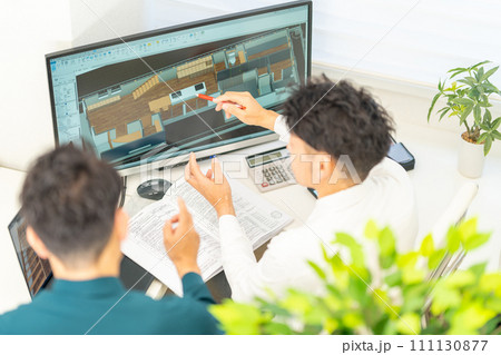 三次元CAD 立体的 3DCG 建築設計 住宅 内観 2人 三次元CAD 立体的 3DCG 建築設計 住宅 内観 2人 111130877