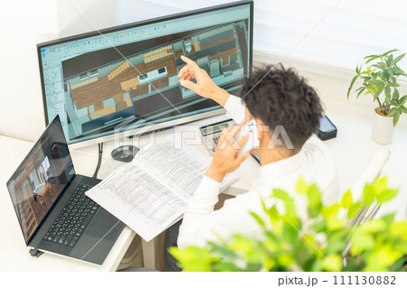 三次元CAD 立体的 3DCG 建築設計 住宅 内観 1人 スマホ 三次元CAD 立体的 3DCG 建築設計 住宅 内観 1人 スマホ 111130882