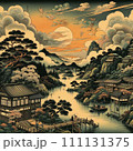 松の木が連なる風景 111131375