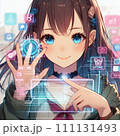画面を見る女性 111131493
