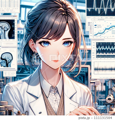 グラフを見る女性 111131504