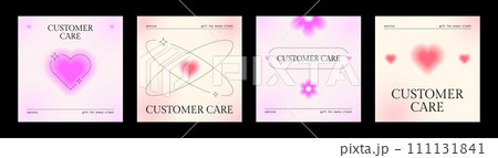 Aesthetic gradient post in y2k style. Minimalist templates with blur for social media. Collection of vector banners for the beauty industry or sale. 111131841