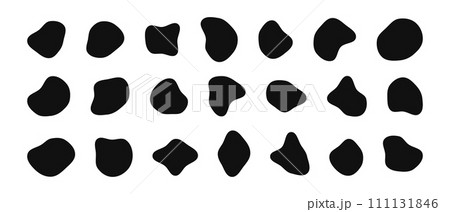 Blob shapes are organic. Freeform irregular figures. Random flowing liquid circles. Silhouette stones. Collection of isolated vector elements on white background. 111131846