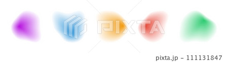 Gradient blur blob shapes. Colored figures with a soft gradation from bright to transparent. Collections of isolated vector elements on a white background. 111131847