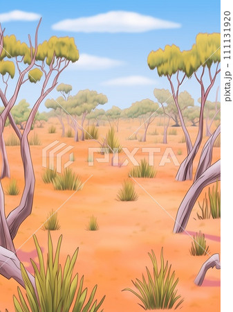 AI-generated content. African Savannah Landscape Illustration 111131920